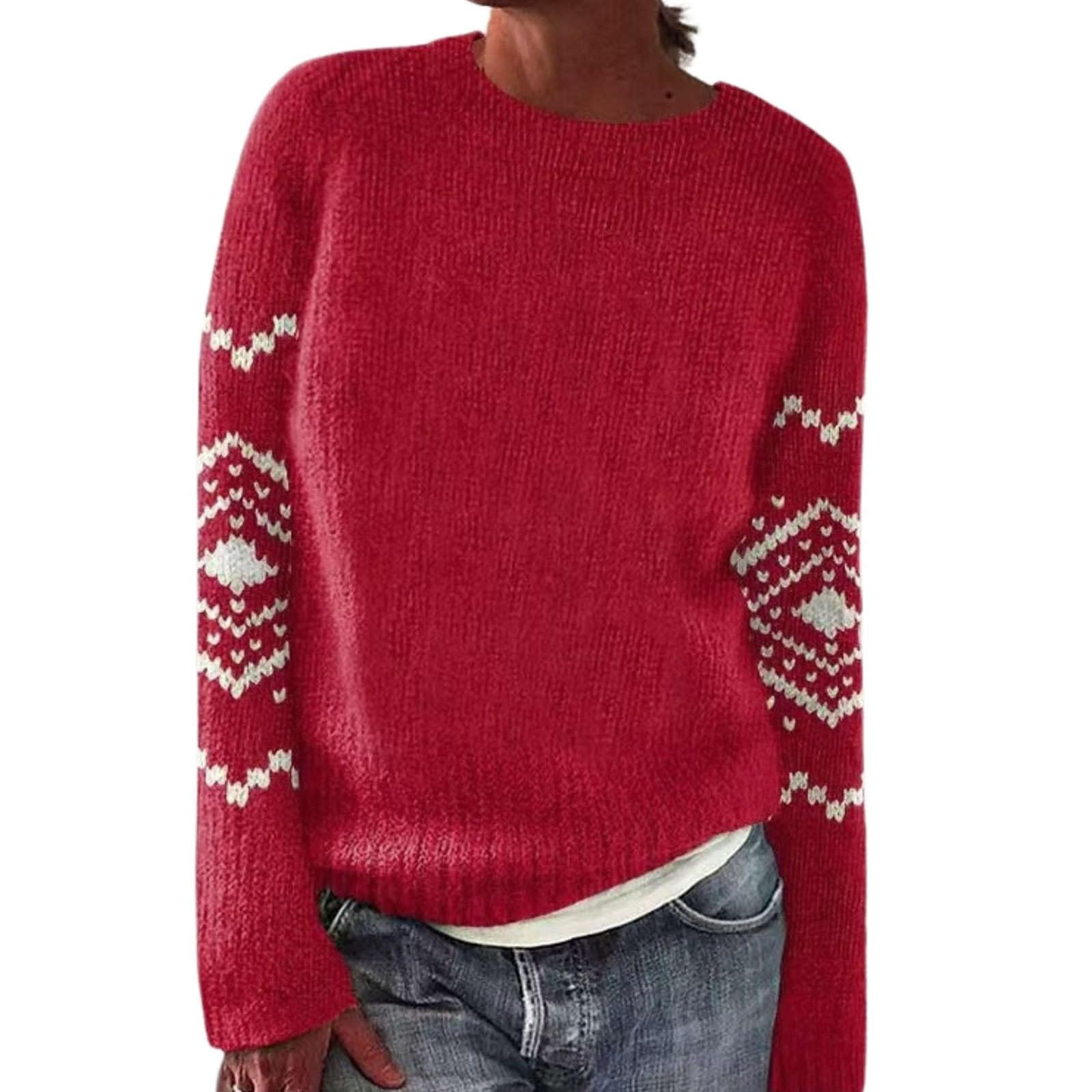 Fair Isle Sweaters for Women Knit Boho 2025 Winter Fall Casual Loose Crew Neck Long Sleeve Lightweight Pullover