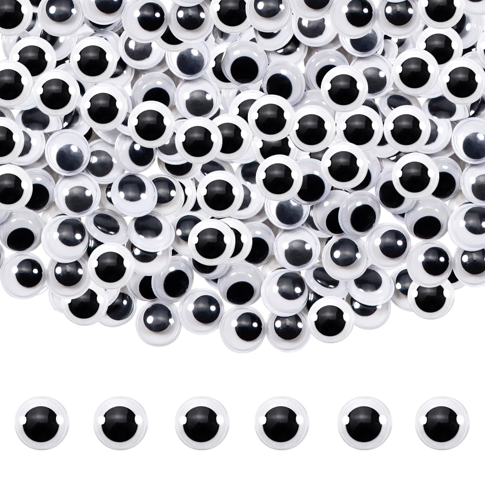 TOAOB 150pcs 12mm Large Googly Eyes Self Adhesive Wiggle Eyes for Craft