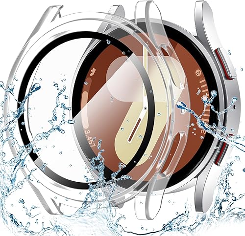 Miniatura 8 de Goton Funda impermeable para Galaxy Watch 6 Protector de pantalla de 1.732 in, sin niebla Cubierta facial de vidrio templado para Samsung Watch 6