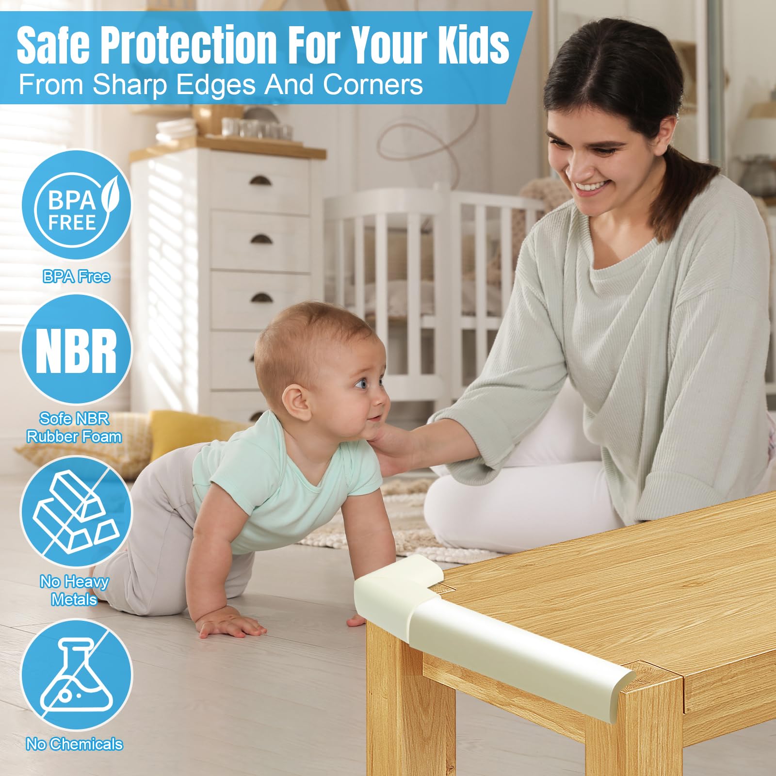 9 Pcs Baby Proofing Edge and Corner Foam Protectors, 2m L Shape Safety Strip for Kids - Image 2