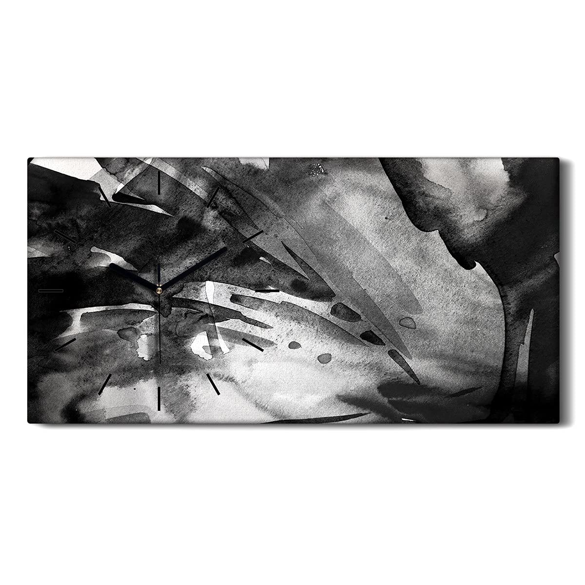 Horloge sur toile silencieuse blanche 60x30cm avec mains noires pour chambre
