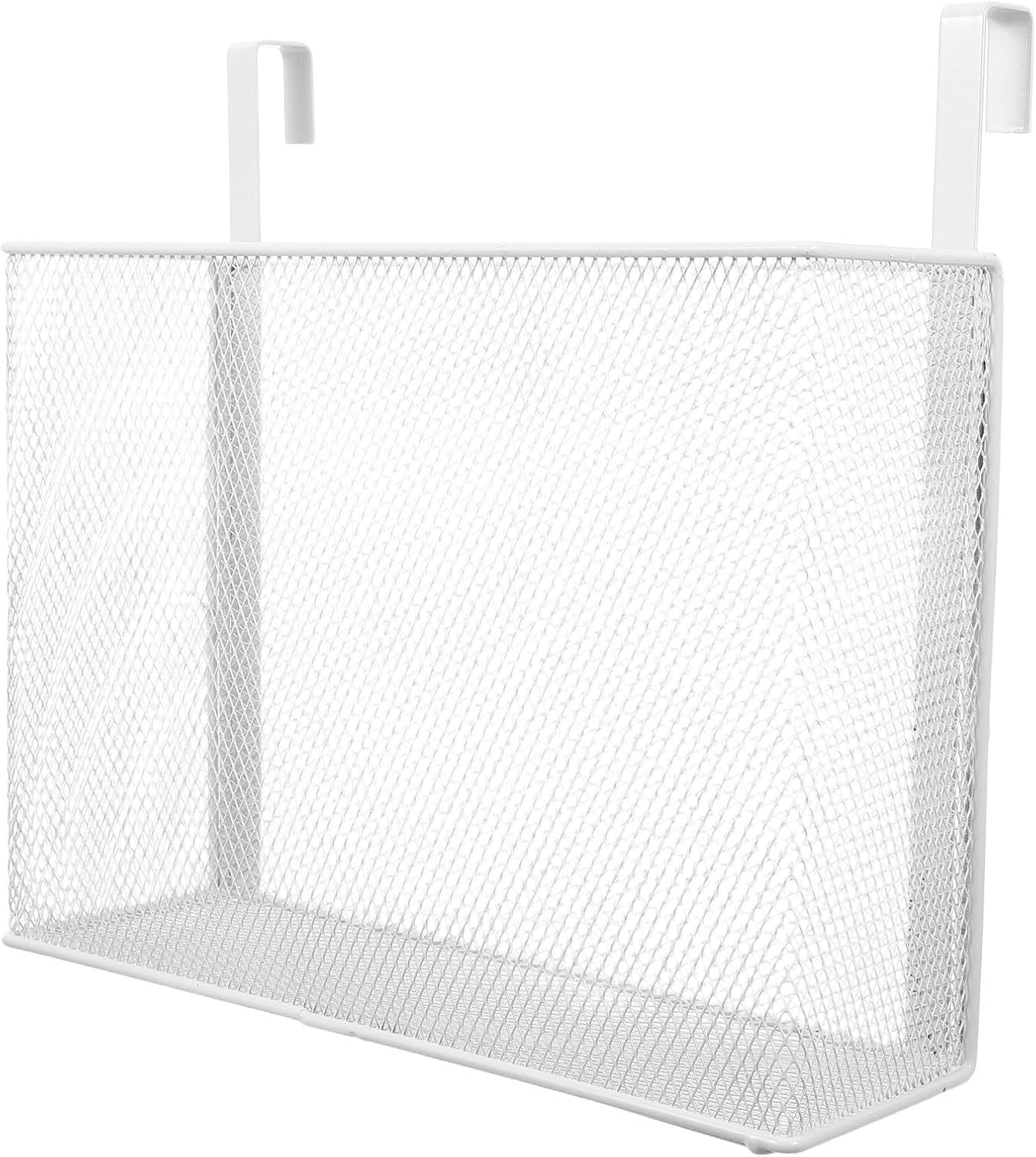 BESPORTBLE Bedside Hanging Storage Basket White Metal Wire Mesh Caddy with Sleek Look for Magazine and Remote Control Holder Versatile Storage Organizer for College Dorm and Hospital Beds