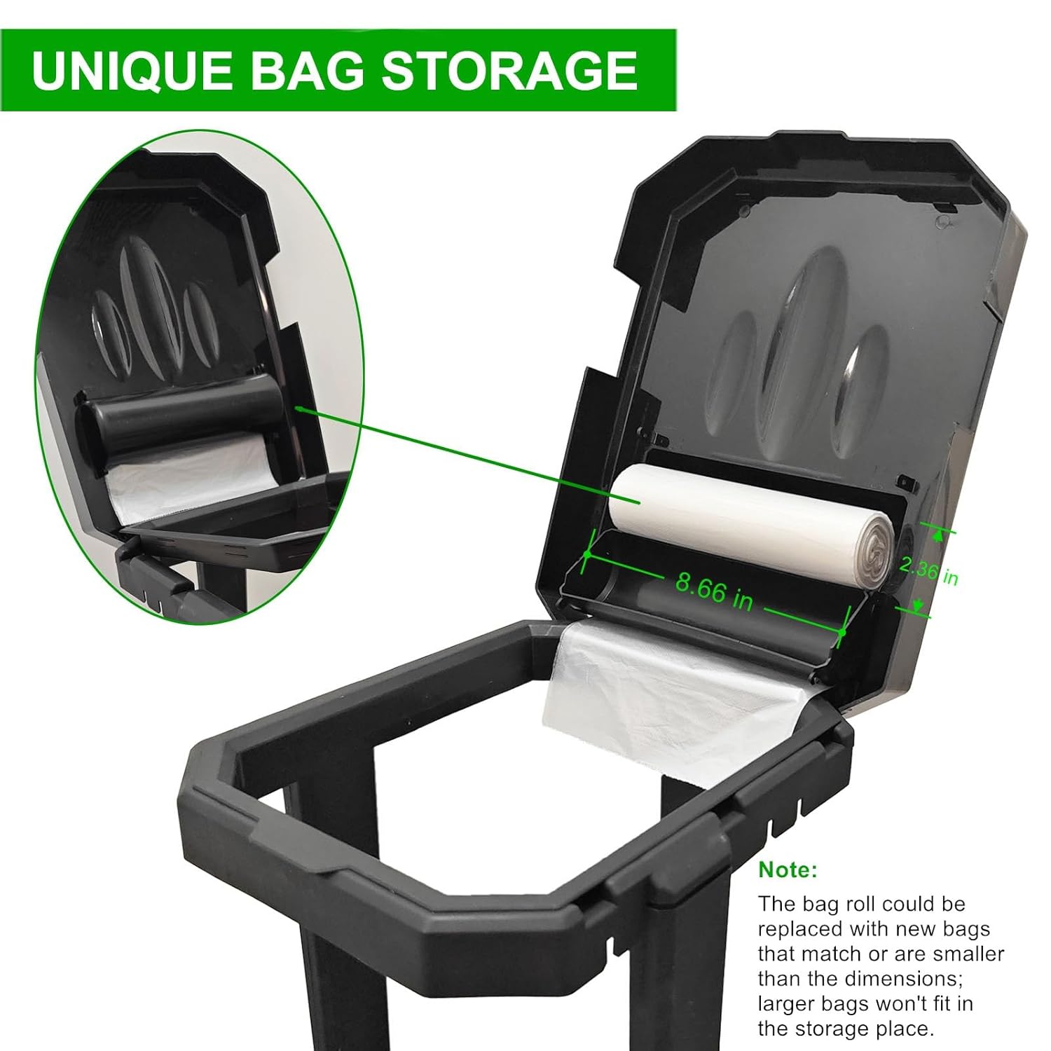 HolaKit Collapsible Trash Bag Holder with Reinforced Legs and Bonus Inner Storage Compartment, Portable Trash Can, Outdoor Waste Bin with 20 Bags Included for Camping, RV, Picnic, and Home Use