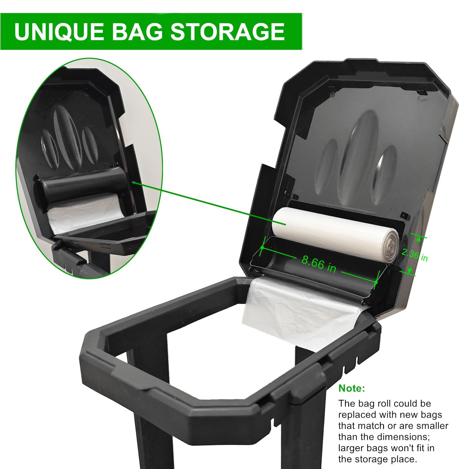 HOLAKIT Porta sacco della spazzatura pieghevole con gambe rinforzate e scomparto interno integrato, bidone della spazzatura portatile, bidone della spazzatura all'aperto con 20 sacchetti per campeggio