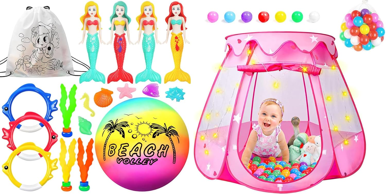 DISHIO Pool Toys for Kids Ball Pits with 50 Balls