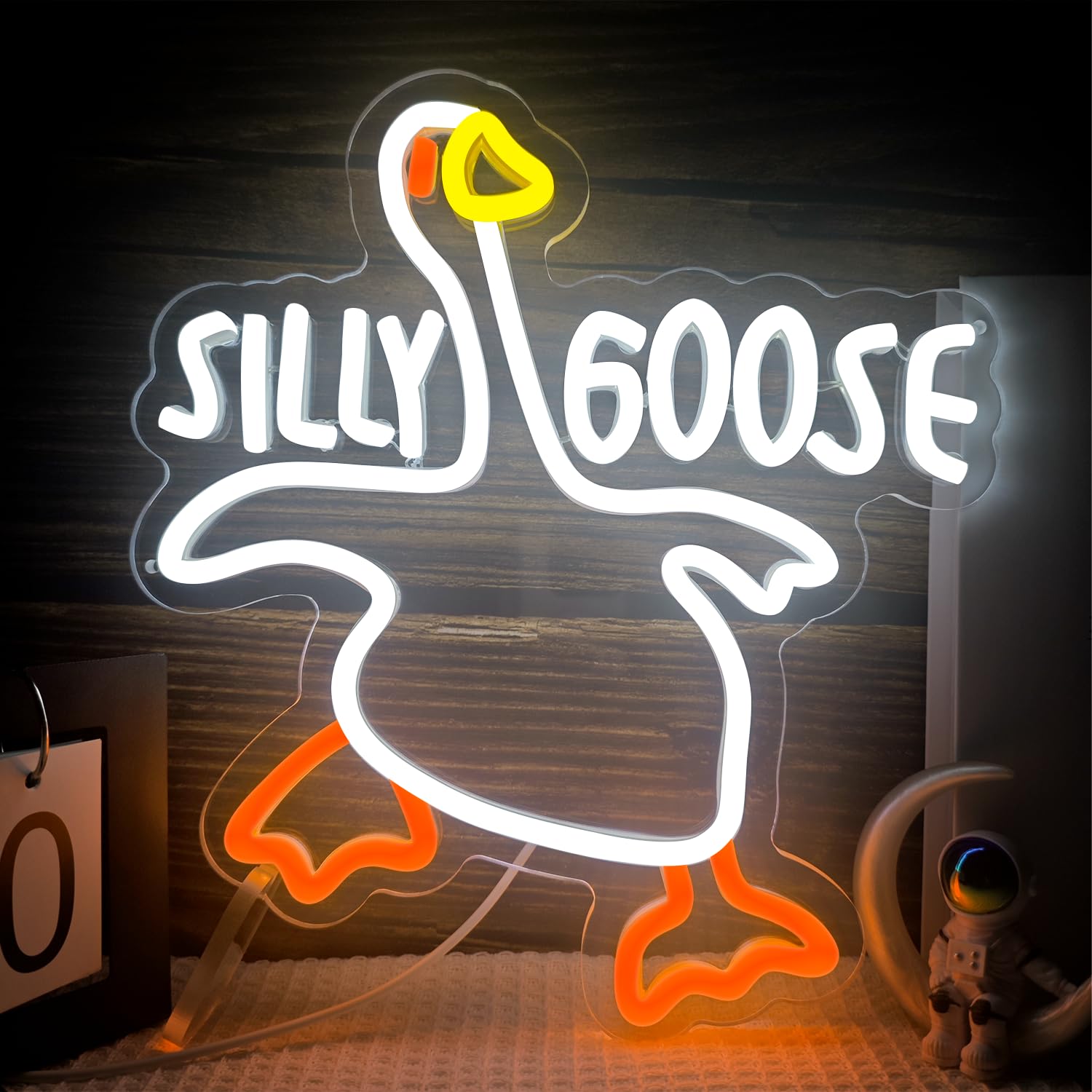 Silly Goose - Letrero de neón LED de ganso para decoración de pared para hombre, cueva, dormitorio, regalos de Navidad para amigos y niños