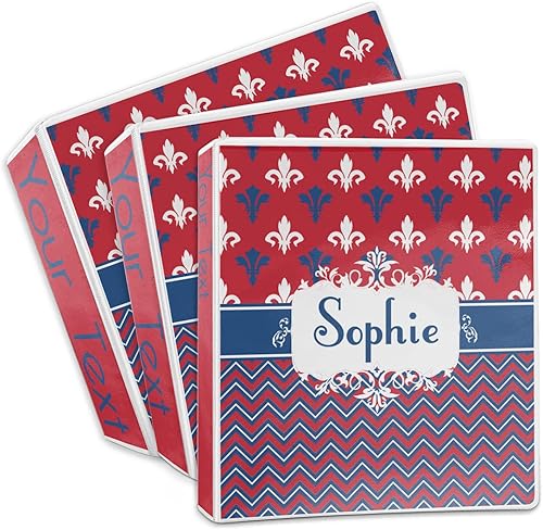 Miniatura 3 de Carpeta patriótica personalizada de 3 anillas con diseño de flor de lis, 2 pulgadas