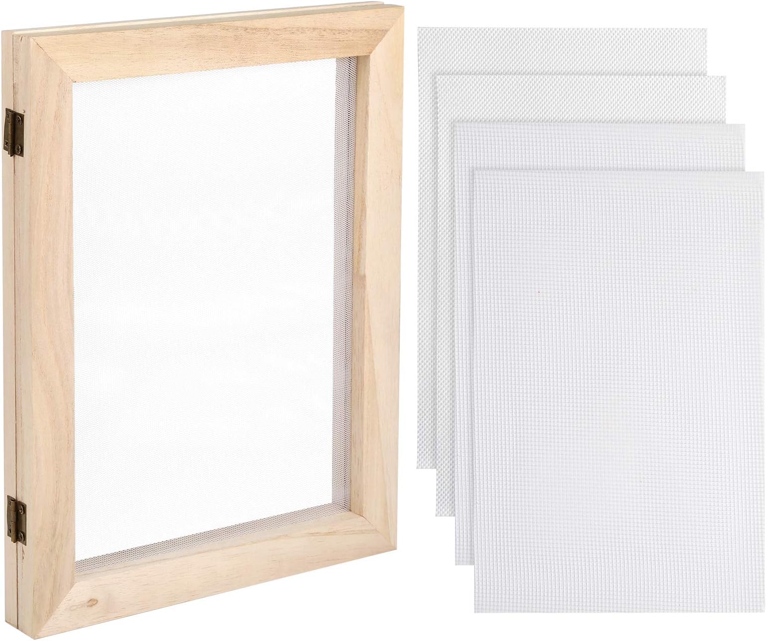 Aoibrloy Paper Making Screen Kit, 7.5 x 9.8 Inch Size Wooden Paper Making Mould Frame, Papermaking Kit for DIY Paper Making Craft