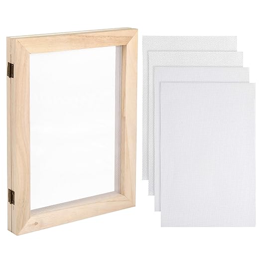 Aoibrloy A5 Size Wooden Paper Making Mould Frame Papermaking Screen Kit