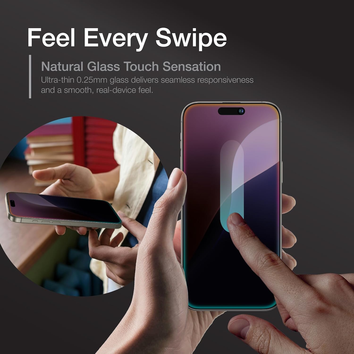 AMAZINGthing for iPhone 16 Pro [Titan - Privacy] Screen Protector, Anti Spy, 9H Tempered Glass, Built-in Dust Filter Full Coverage, Case‑Friendly, Oleophobic, Bubble‑Free Application, 2 Pack
