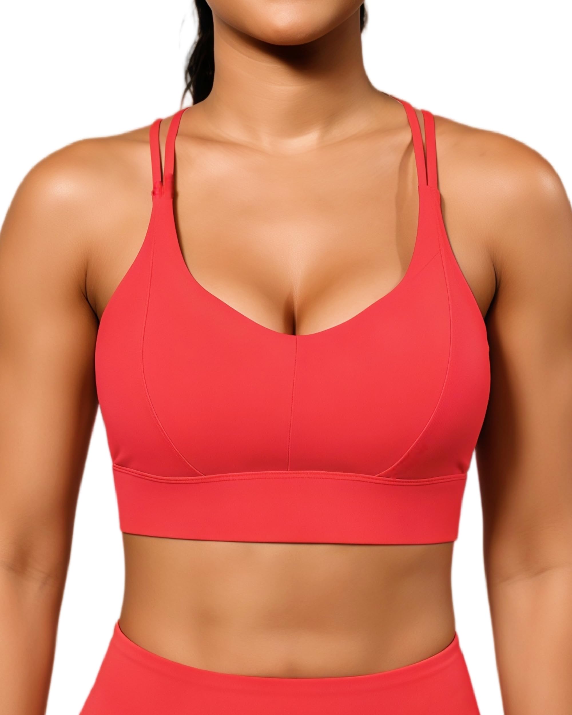 Grace Form Sports Bra for Women Strappy Medium Support Push Up Padded Sports Bra for Running Workout Bra Yoga Bra