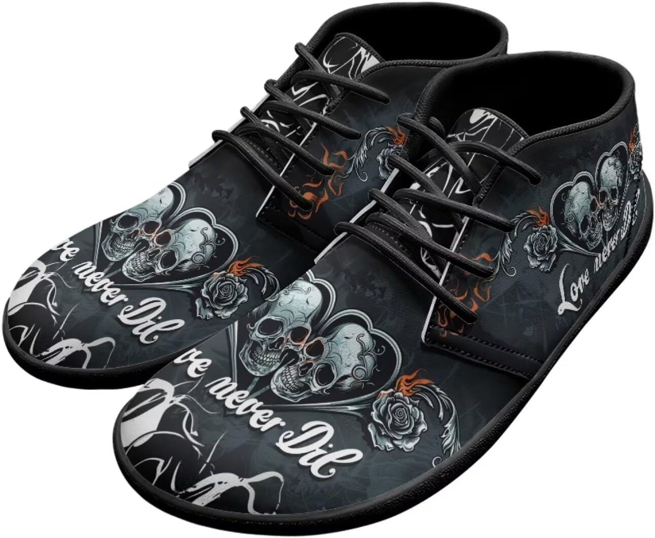 Howilath Skull Print Barefoot Shoes Men Wide Toe Box Low Zero Drop Sneaker Anti-Skid Low Top Minimalist Shoes