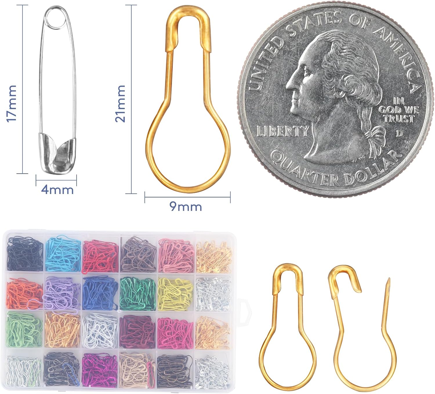 Olikraft 18.5"x14" Wooden Weaving Loom with Adjustable Stand and 1200 PCS Bulb Gourd Safety Pin Stitch Markers – Complete Weaving Kit and Crochet Accessories for Kids and Adults