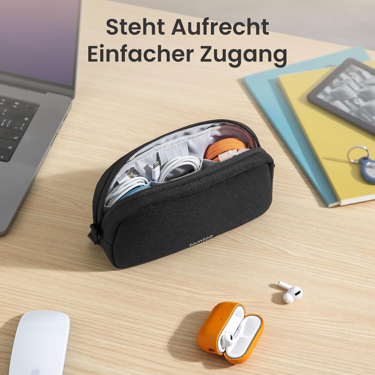 Der perfekte Elektronik Organizer: tomtoc Wasserresistente Tasche für Kabel und Tech-Zubehör