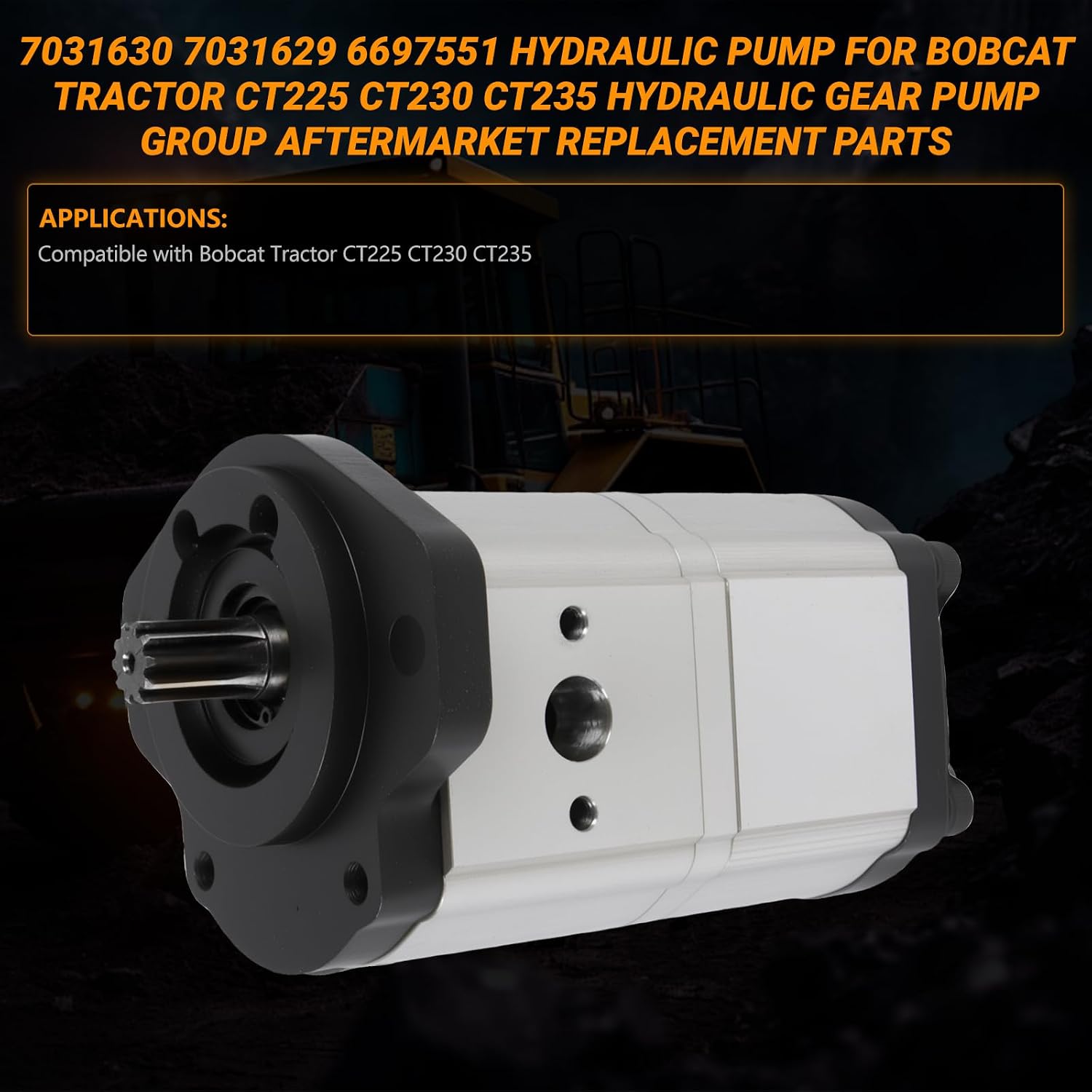 Hydraulic Pump 7031630 7031629 6697551 Compatible with Bobcat Tractor CT225 CT230 CT235 Hydraulic Gear Pump Group Aftermarket Replacement Parts