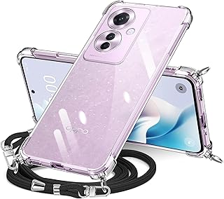 OPPO Reno11 A ケース クリア ショルダー OPPO reno11a スマホケース オッポリノリノ11A カバー 肩掛け 斜めかけ 縄掛けケース 透明 TPU 耐衝撃 薄型 軽量 紐付き 斜めがけ 織りストラップ付き ネックストラップ ショルダー 長さ調整可能 取り外し可能 落下防止 紛失防止 (クリア)
