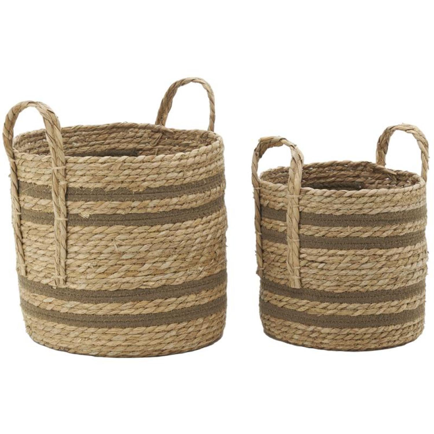 Cache-Pots Jonc Naturel AUBRY GASPARD | Lot de 2 Paniers à Plantes avec Anses