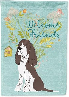 Caroline's Treasures BB7622GF Welcome Friends Brown Springer Spaniel Garden Flag Mailbox Flag Decorative Yard Flag Banner Outside Patio Artwork Yard Flower Beds, Garden Size, Multicolor