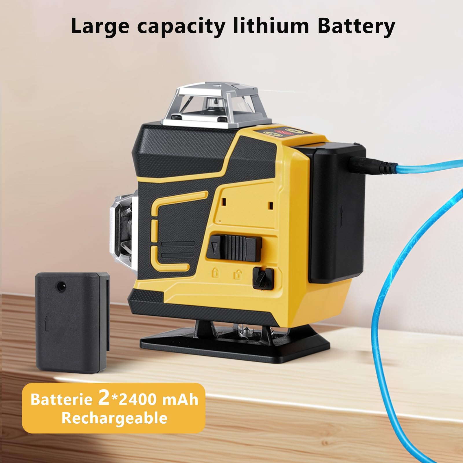 Multifunzionale 4D 16 linee laser livello 3° autolivellante macchina batteria al litio ricaricabile strumento di livellamento con 3 altezze regolabile in lega barra di estensione treppiede