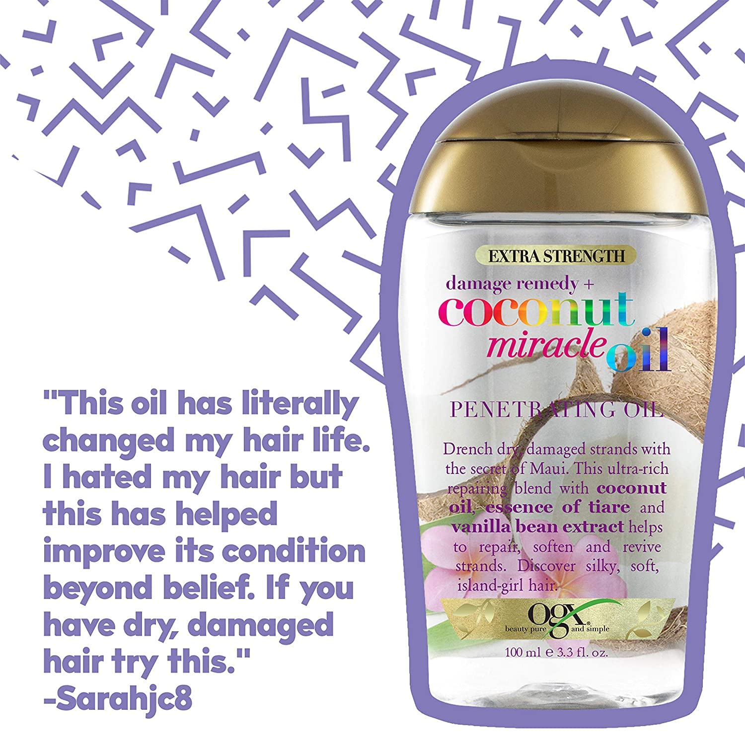 OGX Coconut Miracle Oil Penetrating 3.3 Ounce X-Strength (100ml) (2 Pack)