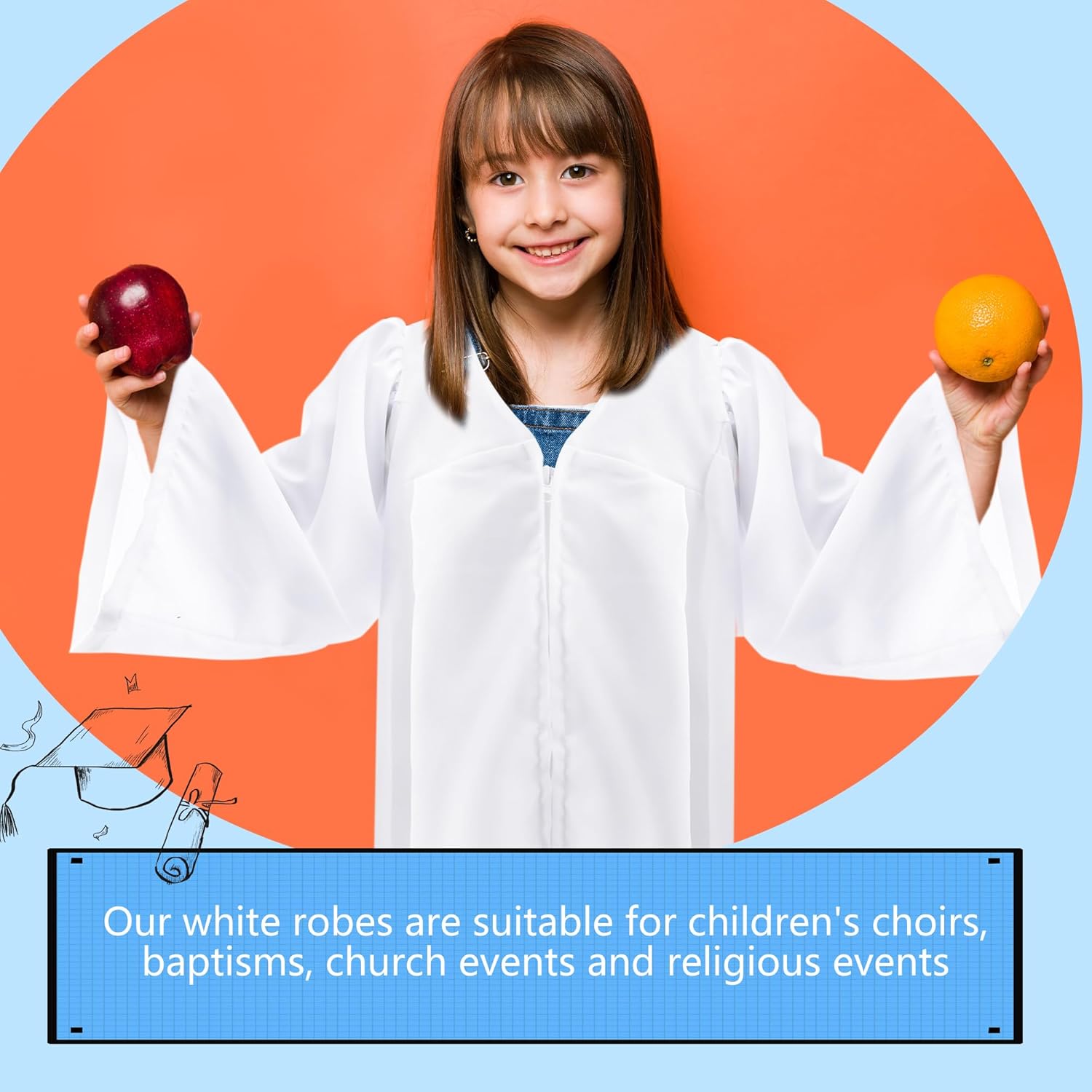 4 Pack Kids Unisex Matte Choir Robes Judge Robes Costume for Boys Girls Baptism Church Pastor Judge Costume