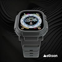 Vista 3 de elkson Funda con banda para Apple Watch Ultra de 49mm 3/2/1 con protector de pantalla de vidrio templado, Serie Quattro Pro resistente para correa