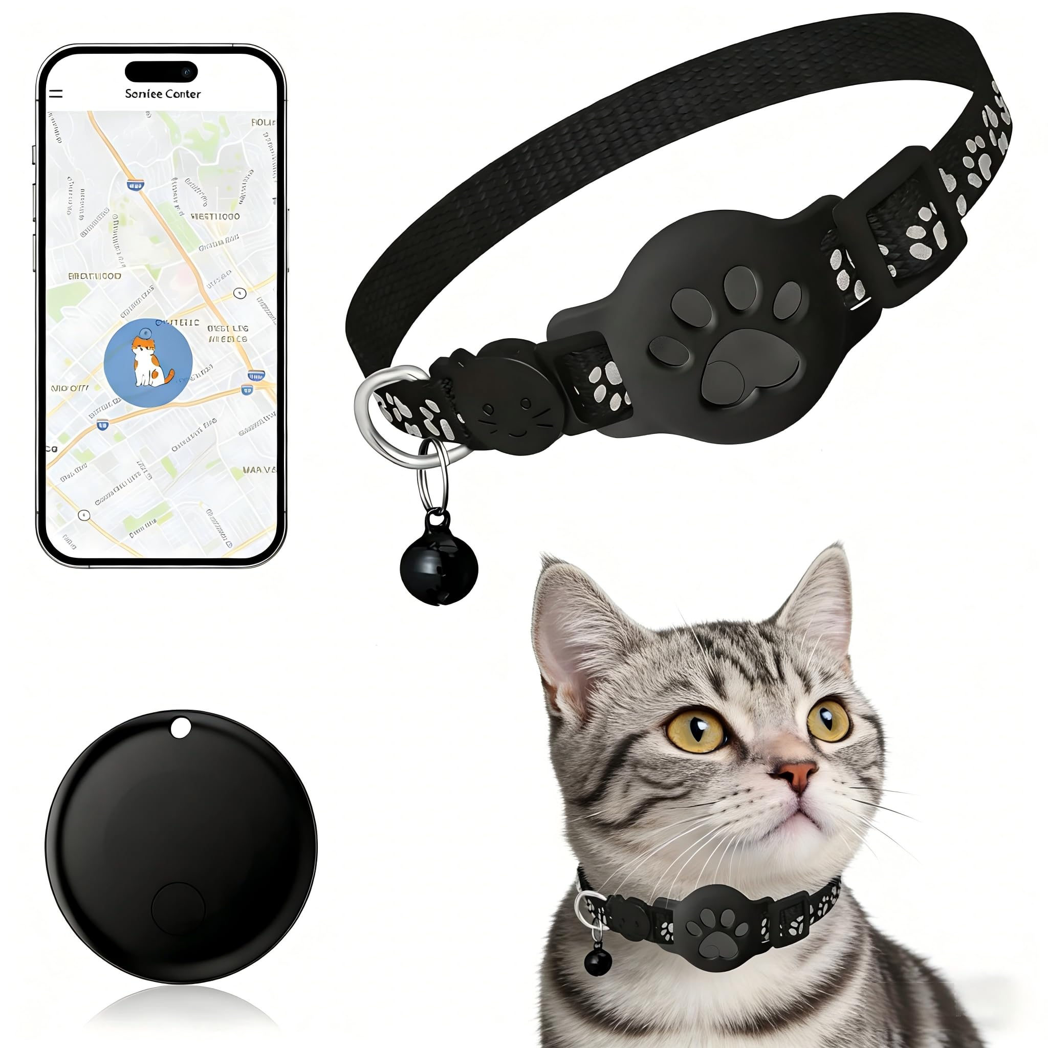 Pet Tracker,GPS Collar for Cats (iOS Only) Smart tag,Waterproof Compatible with Apple Find My,No Monthly Fee,Advanced Tracking Solution Smart Collar for Pet Safety Ideal Small Large Cats