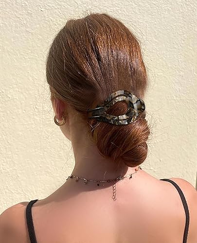 Miniatura 10 de French Concord - Pinzas curvadas para el cabello, 4 pinzas acrílicas para mujer, cabello grueso y plano con sujeción fuerte (M, plateado brillante,