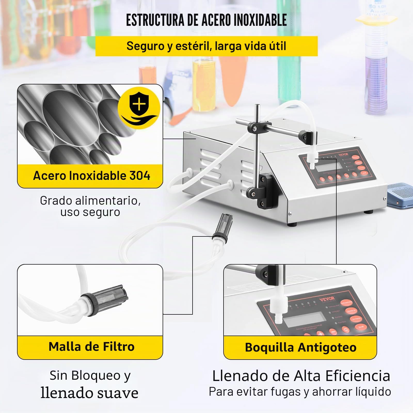 VEVOR Máquina de llenado de líquidos 2-3500ml GFK-160 Máquina de llenado de líquidos Bomba de control digital Máquina de llenado de líquidos Máquina automática de llenado de líquidos
