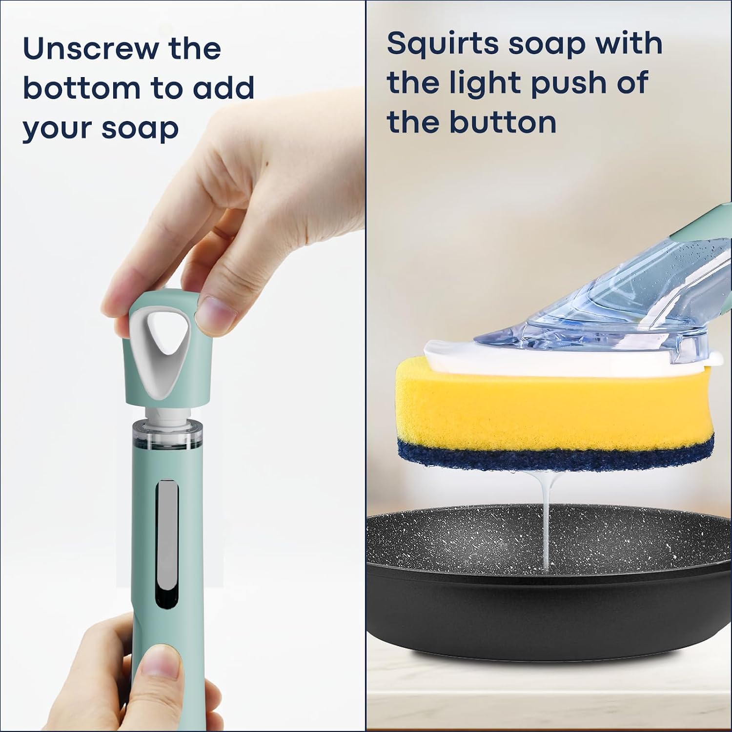 RIMAY Dish Brush with Soap Dispenser, 2 Sponge Refills and Storage Holder image 5