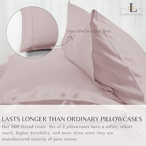 Miniatura 4 de Lukeville Luxury Linen Juego de sábanas de tamaño matrimonial XL, juego de sábanas de 100% algodón más suave, 4 piezas, ropa de cama de satén de 500