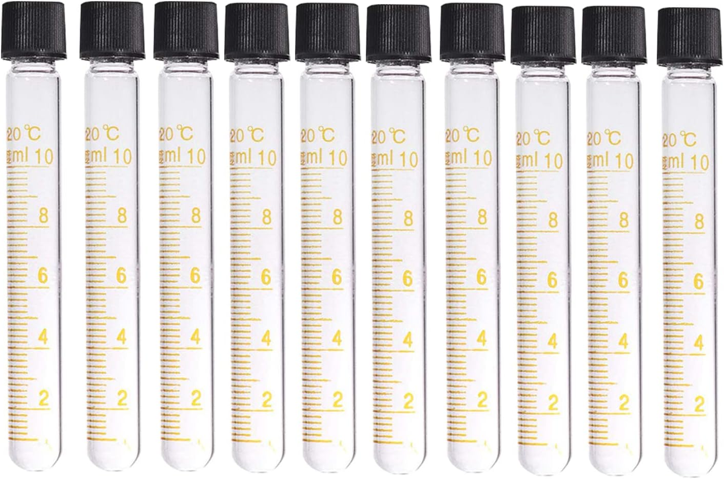 SKYPRO 10 Pcs 10ml Centrifuge Tubes Graduated Glass Test Tubes with