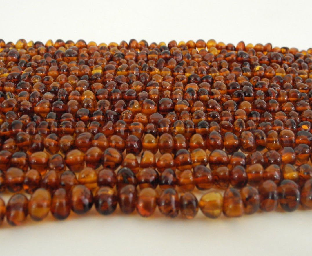 Genuine Baltic Amber Beads Strands Rounded Nuggets Small Cognac Alluregem