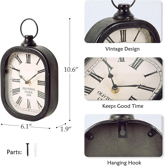 Reloj de Pared Retro Pequeño Negro Analógico Silencioso NIKKY HOME miniatura 3