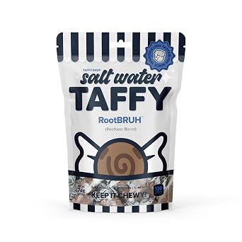 Taffy Shop RootBruh, Rootbeer Salt Water Taffy Gourmet Soft Chewy Candy, Bulk Sweet Snack, Fresh Gift & Gluten-Free, 35 Individually Wrapped Pieces 7oz