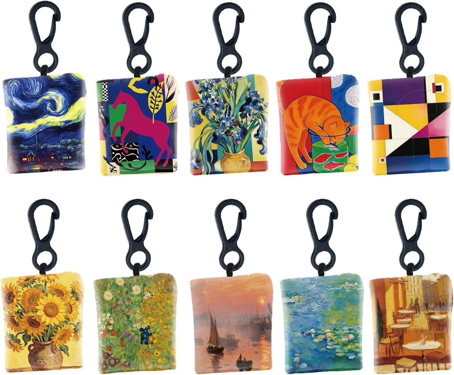 10 Pack Retro Oil Painting Style Glasses Cleaning Cloth with Keychain,Microfiber Cleaner Cloths for Eyeglasses, Sunglasses, Screens & Camera Lenses