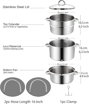Cook N Home Stainless Steel Steam Juice Extractor, 11-Qt Steam Juicer Pot