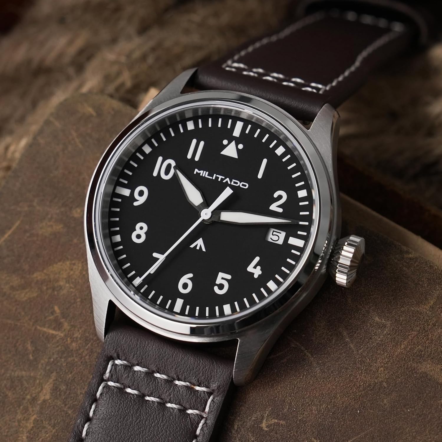 TACTICAL FROG MILITADO ML21 37mm Aviation-Inspired Field Watch, VH31 Sweep/515 Quartz Movement, Sapphire Crystal, BGW9 Lume, 100M Waterproof Men's Casual Dress Watch