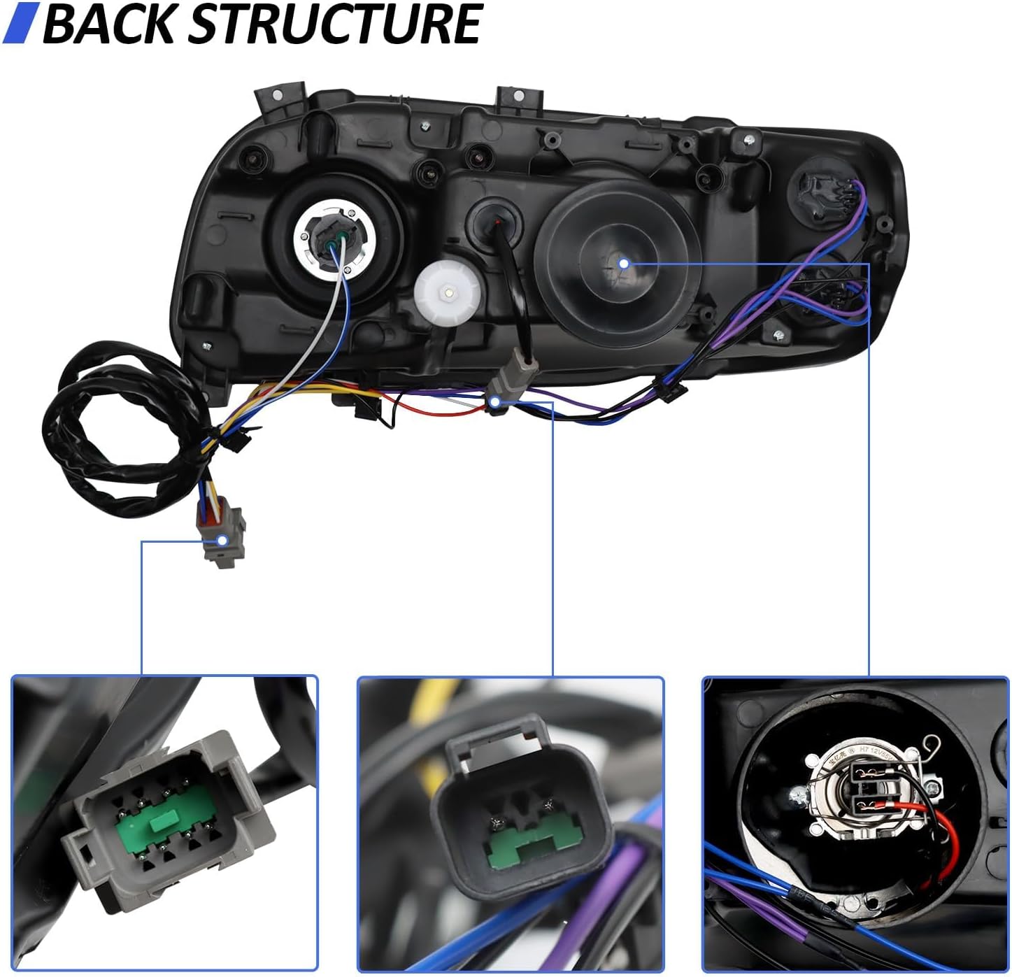 Headlight Assembly Fit for 2008-2018 Peterbilt 388-389, Halogen Headlights Headlamps W/Bulbs Chrome House (Left/Driver Side)