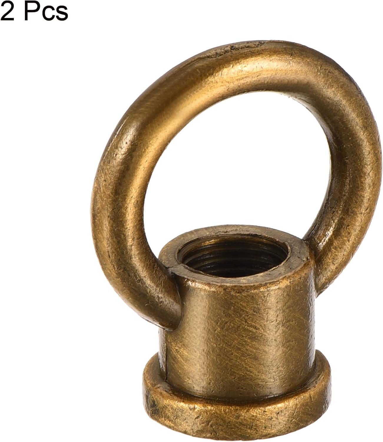 MECCANIXITY Eye Nut 15kg Max Load 29x35mm M10 Thread Ring Shape Female Loop for Hanging Lamp Chandelier, Gold Bronze Pack of 2