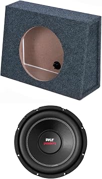 QPower Single 10 Inch Slim Shallow Sealed Subwoofer Enclosure Speaker Box and Pyle PLPW10D 1000 Watt DVC 4 Ohm Car Audio Subwoofer Speaker