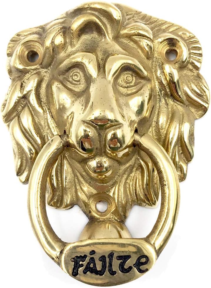 Irish Liffey Lion Head Door Knocker - Brass
