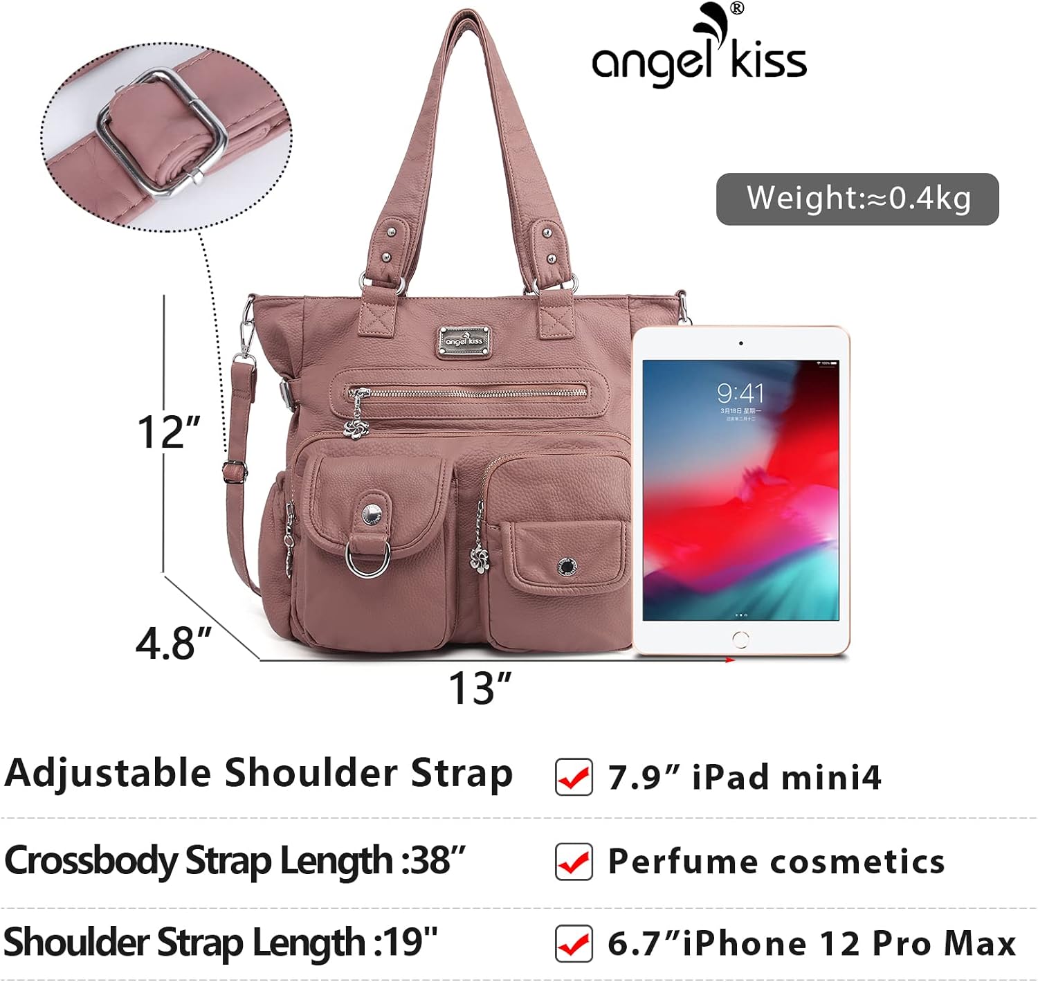Angelkiss Purses Handbags for Women PU Tote Satchel Bags for Women Pockets Shoulder Bags… | PU, Bags, Pockets - Image 3