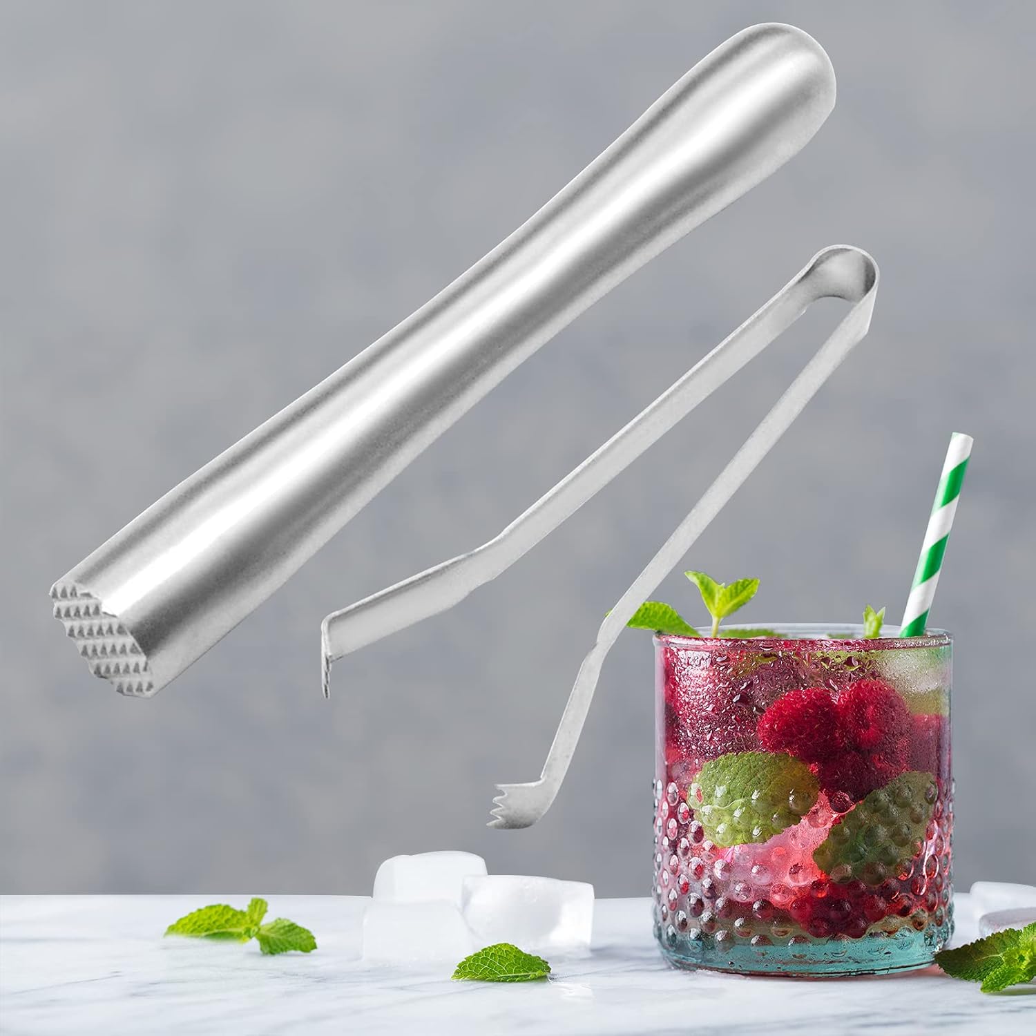 Weyexpert Cocktail Muddler Professional Stainless Steel Muddler Set for