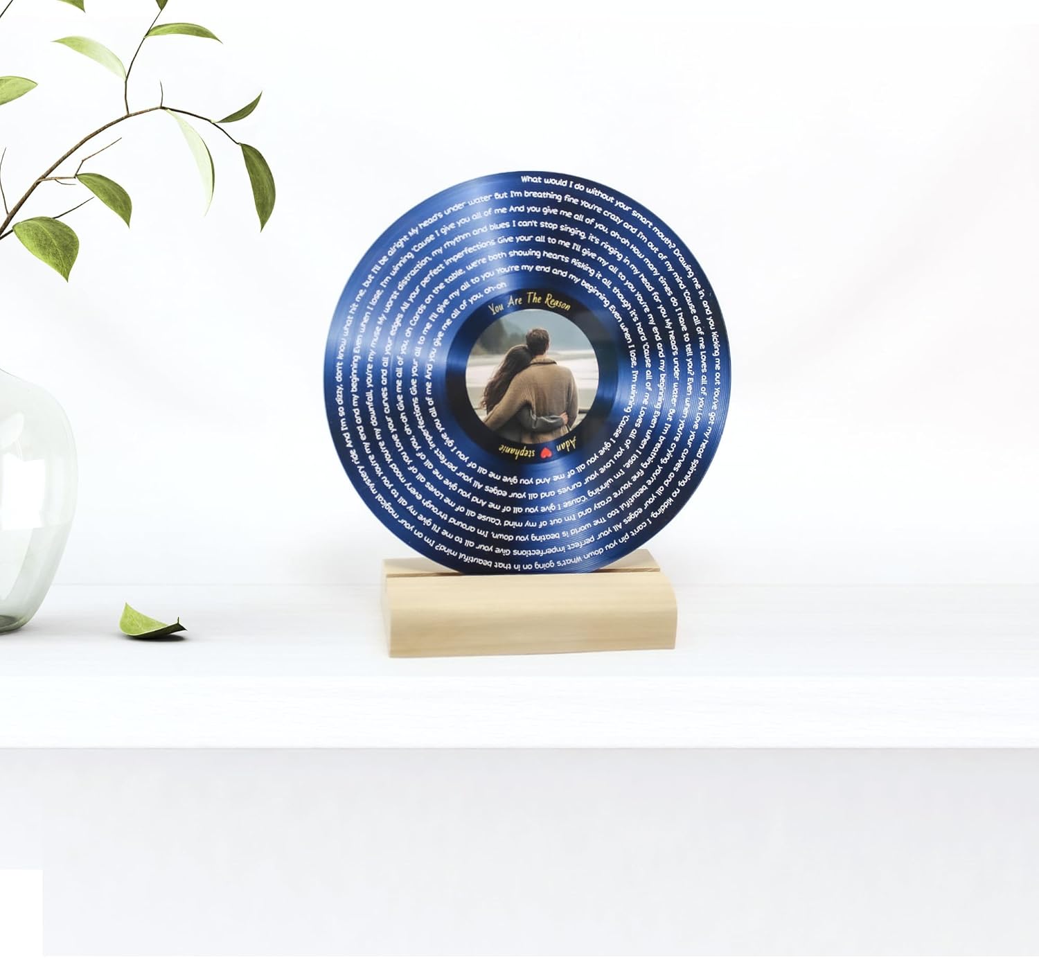 Personalized Acrylic Song Lyrics with Photo Gifts for Couples Customized Vynil Record Photo Anniversary Picture Romantic Gifts for Him Frame Cool Things for Your Room (Acrylic Stand)