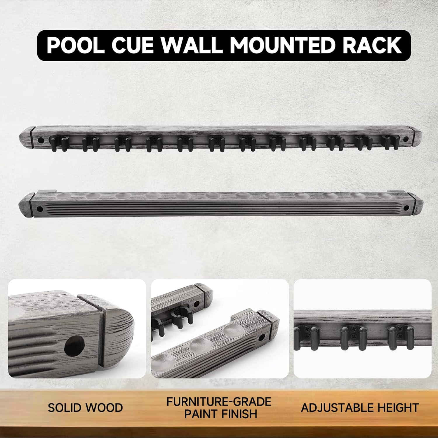 GSE Games & Sports Expert 2-Piece 6/8/12 Billiard Pool Cue Rack Wall Mounted Holders, Billiard Cue Sticks Wall Rack Set