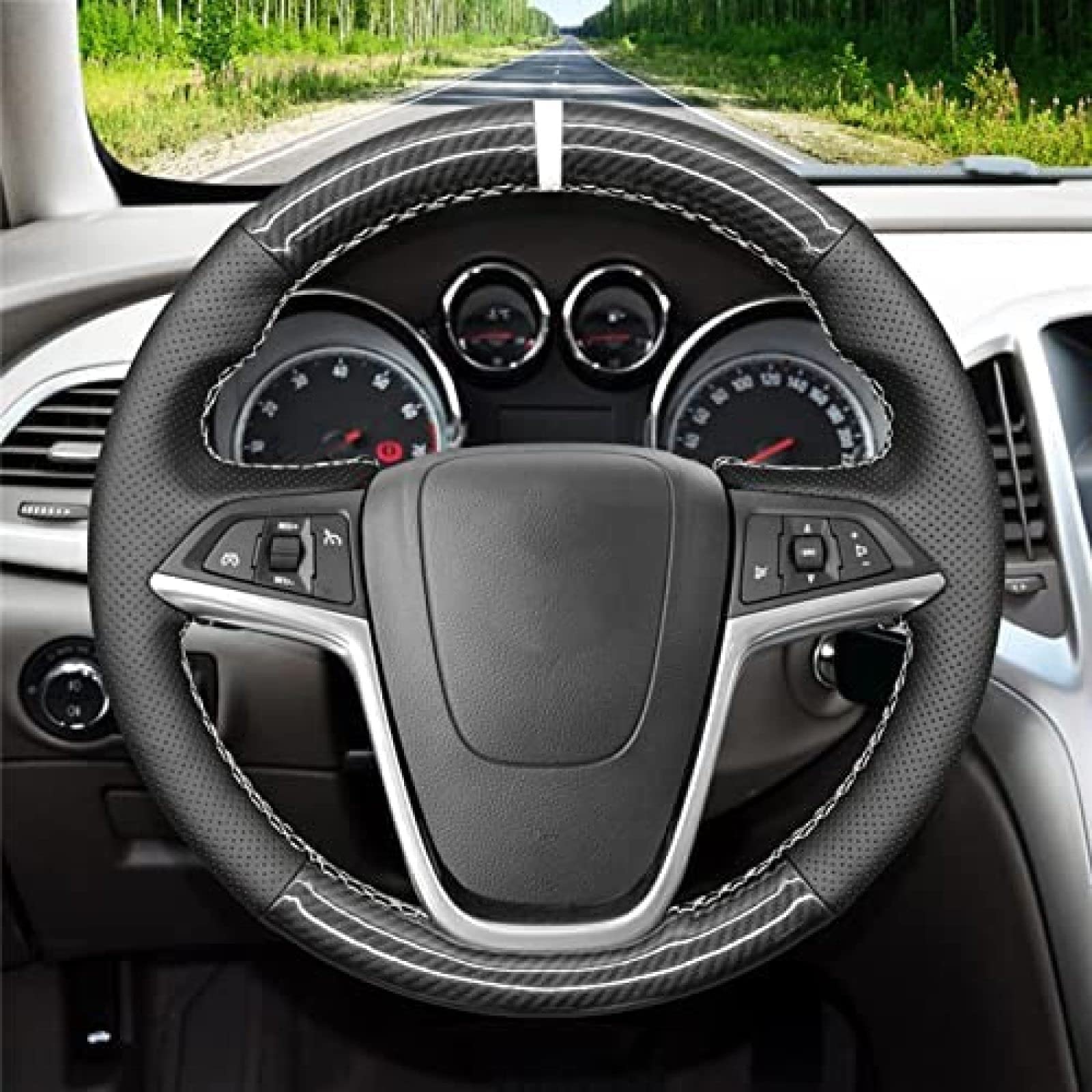 abrupt Pokrowiec na kierownicę samochodu Buick Encore Cascada Verano 2013-2019, pokrowiec na kierownicę samochodu, oddychający, odporny na zużycie, pokrowce na kierownicę akcesoria do wnętrza samochodu