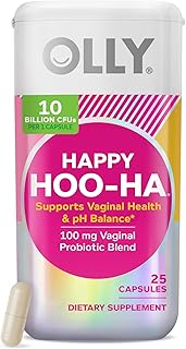 OLLY Happy Hoo-Ha Capsules, Probiotic for Women, Vaginal Health and pH Balance, 10 Billion CFU, Gluten Free - 25 Count