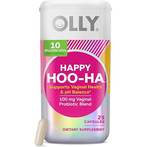 OLLY Happy Hoo-Ha Capsules, Probiotic for Women, Vaginal Health and pH Balance, 10 Billion CFU, Gluten Free - 25 Count