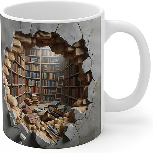 2IMT Library Bookshelf Mug Bookish Gifts Book Lovers Lovers Book Lovers Women Bookshelf Taza de café  Taza de café de biblioteca para amantes de los